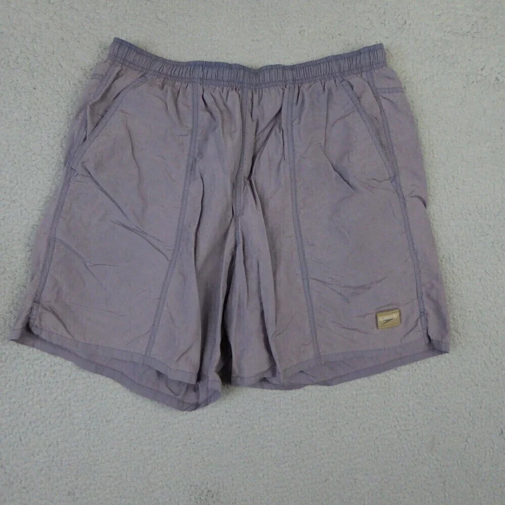 Vintage Speedo Swim Trunks Mens Large Blue Faded Lined Nylon Shorts 90s